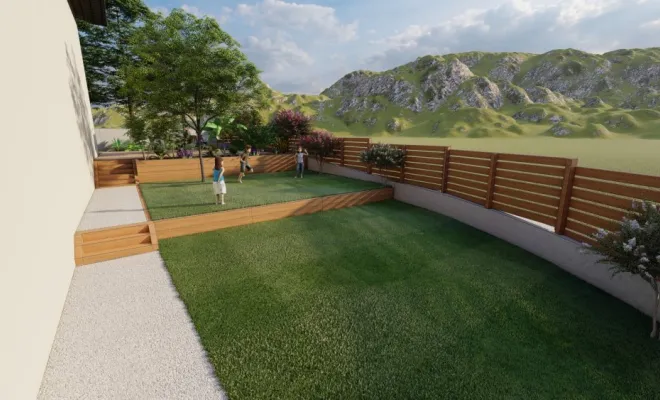 Étude pour une petite copropriété jardin divisé en deux, Annecy, TERR'PAYSAGE