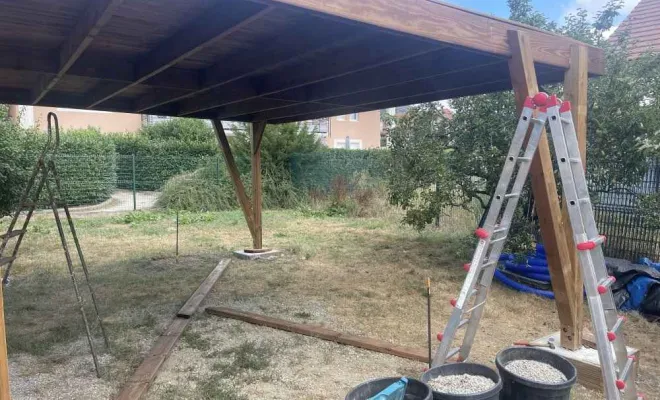 Réalisation de carport en bois, Annecy, TERR'PAYSAGE