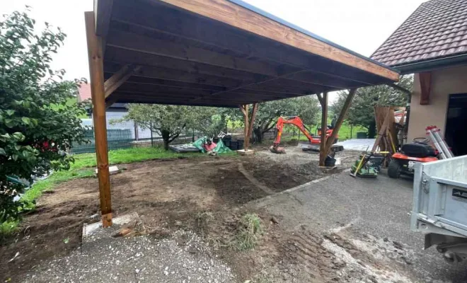 Réalisation de carport en bois, Annecy, TERR'PAYSAGE