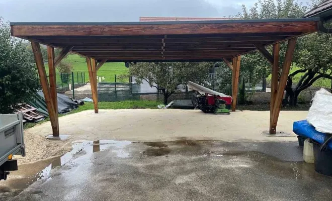 Réalisation de carport en bois, Annecy, TERR'PAYSAGE